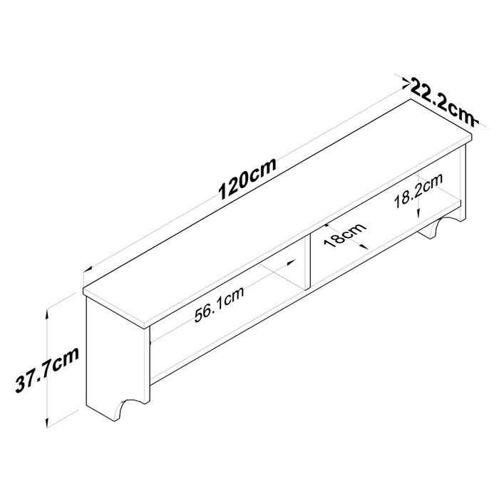 Hanah Home P2 - 2460 Perchero Recibidor con Almacenamiento y Ganchos de Metal, Blanco y Nogal, 120x37.2x22.2 cm